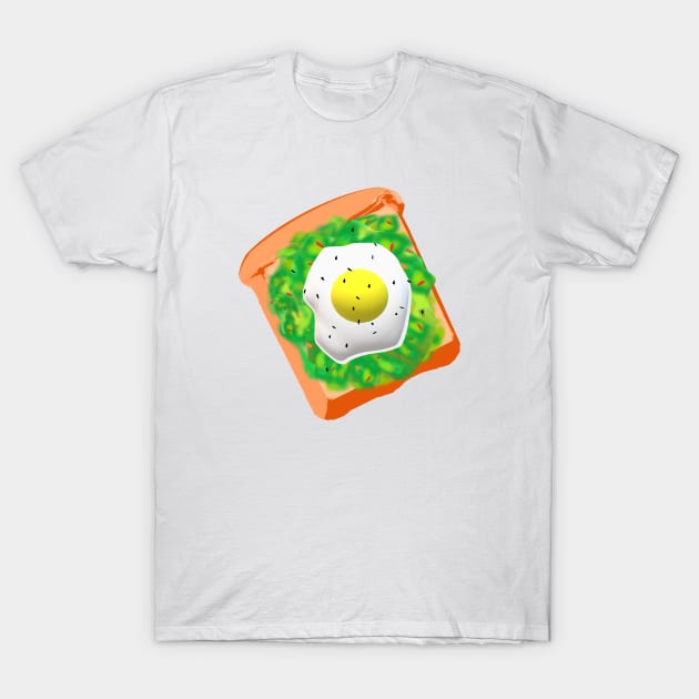 Avocado Toast with Egg (White Background) T-Shirt by Art By LM Designs 